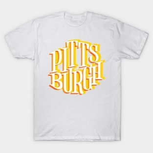 Pittsburgh PA Yellow Lettering Design T-Shirt